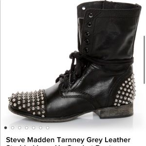 Steve Madden Tarnney Leather Studded Combat Boots